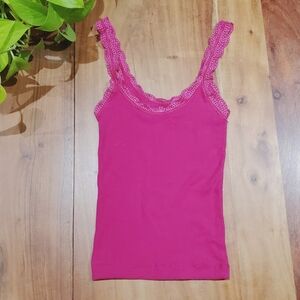 Abercrombie Kids Cute Stretch Lace Trim Magenta Cami Top